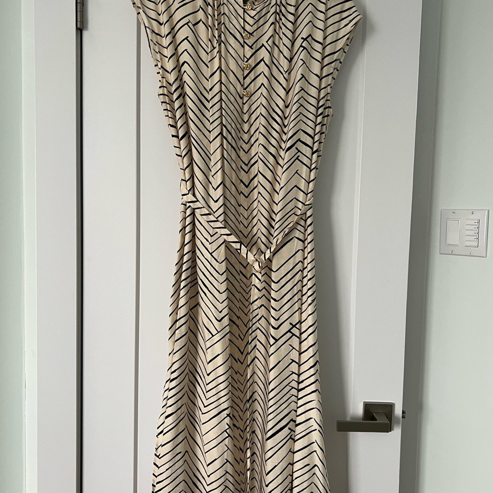 H&M Black and White Maxi Sundress with Flutter Sleeves